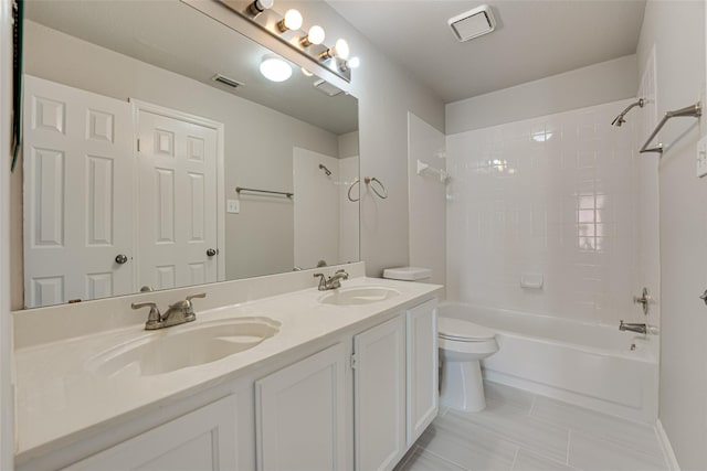 4032 Guthrie Dr, Plano, TX 75024 - bathroom featuring shower / bath combination, double vanity, and tile patterned floors