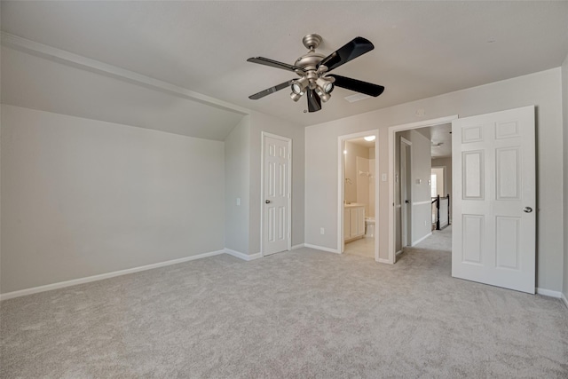 4032 Guthrie Dr, Plano, TX 75024 - unfurnished bedroom with light colored carpet, ensuite bath, and ceiling fan