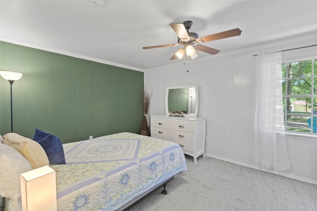 281 Harbor Dr, Gun Barrel City, TX 75156 - carpeted bedroom with ornamental molding, a ceiling fan, and baseboards