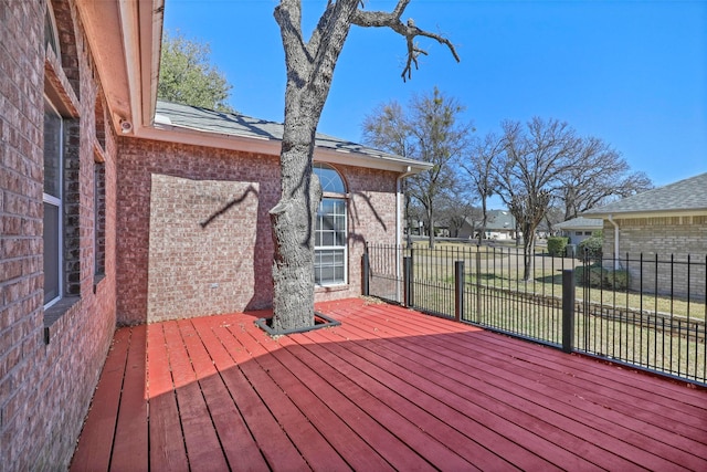 deck featuring fence