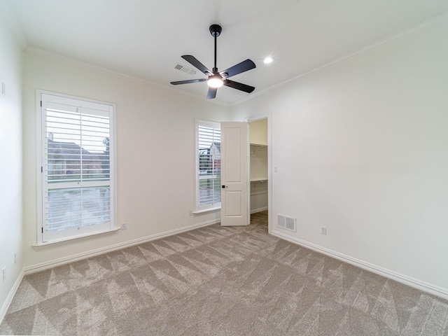 5454 Pebble Creek Dr, Celina, TX 75078 - unfurnished bedroom featuring ornamental molding, visible vents, baseboards, and carpet flooring