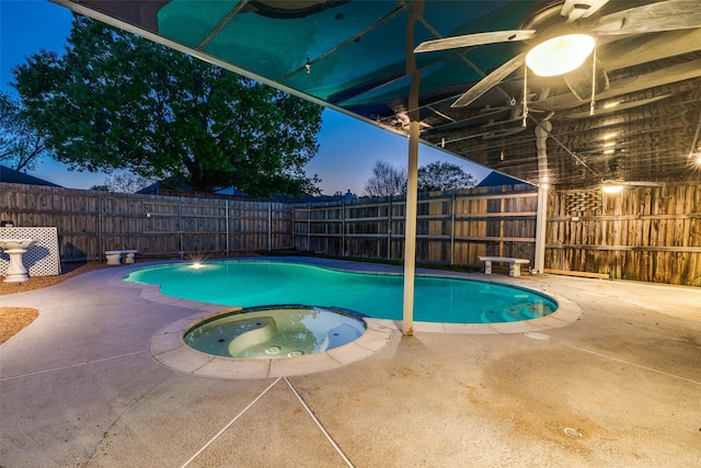 6605 Bluebonnet Dr, Rowlett, TX 75089 - view of pool with a fenced backyard, a patio, and a pool with connected hot tub