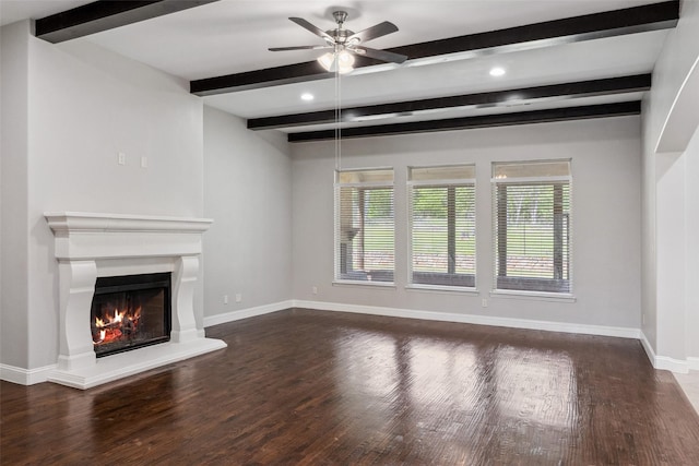 7217 Deer Field Dr, Mansfield, TX 76063 - unfurnished living room featuring beam ceiling, wood finished floors, and a wealth of natural light