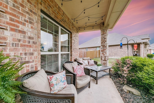 701 Ireland Way, Wylie, TX 75098 - view of patio with grilling area, ceiling fan, an outdoor living space, and a fenced backyard
