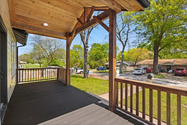deck with a yard