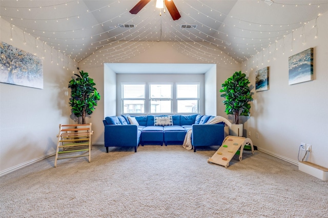 5101 Joseph St, Lewisville, TX 75056 - living area with carpet flooring, baseboards, and a ceiling fan
