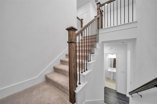 2949 Tenor Way, Sachse, TX 75048 - staircase with a high ceiling and baseboards