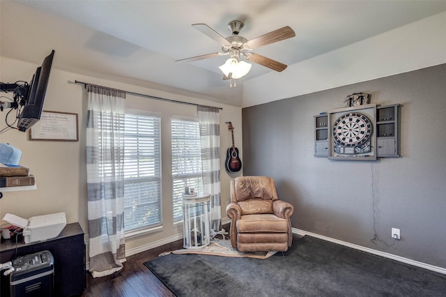 714 Lone Star Ct, Wylie, TX 75098 - living area with a ceiling fan, baseboards, and wood finished floors