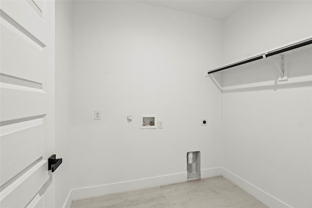 laundry room with hookup for an electric dryer, baseboards, gas dryer hookup, laundry area, and hookup for a washing machine