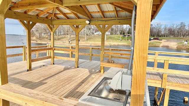 161 Pillsbury Cir, Quitman, TX 75783 - exterior space with a gazebo and a deck with water view