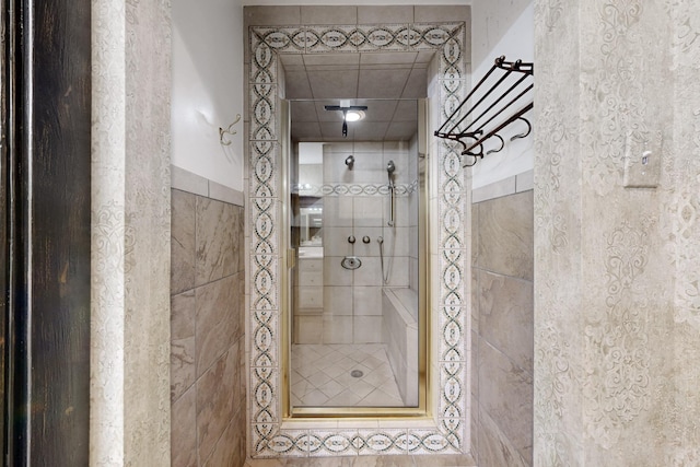 full bathroom with a stall shower