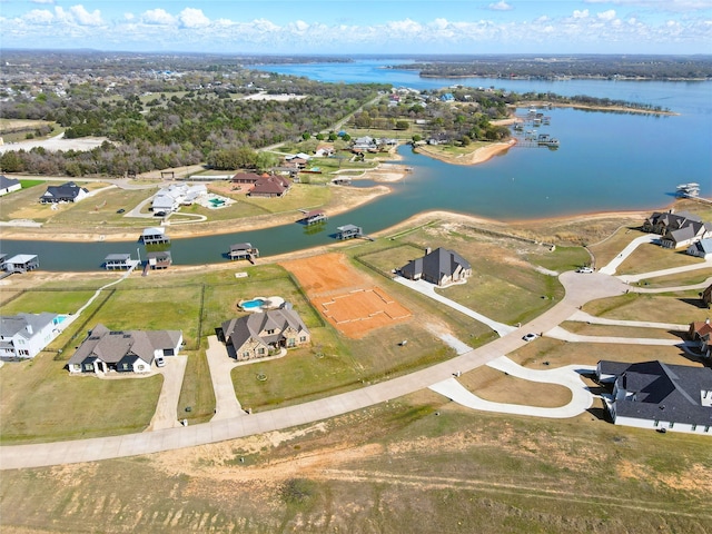 1805 Laguna Bay S, Pelican Bay, TX 76020 - birds eye view of property featuring a water view and a residential view