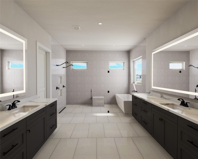 1805 Laguna Bay S, Pelican Bay, TX 76020 - full bathroom with a tile shower, a sink, and tile patterned flooring