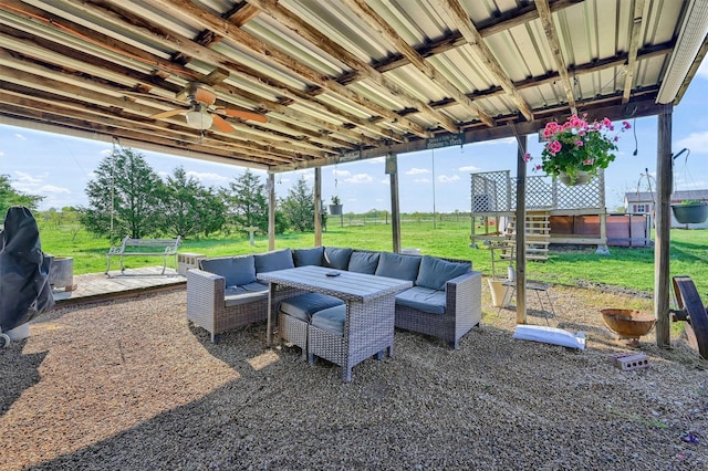 view of patio / terrace with outdoor lounge area and ceiling fan