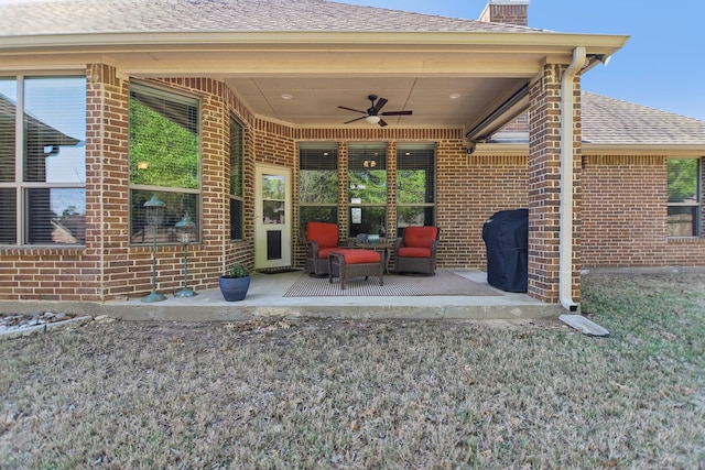 view of patio / terrace with a ceiling fan