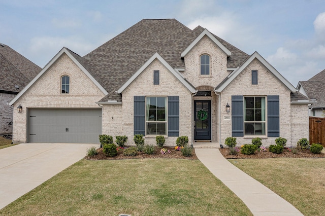 2801 Capitol Pl, Melissa, TX 75454 - view of front facade with brick siding, fence, a front lawn, concrete driveway, and a shingled roof