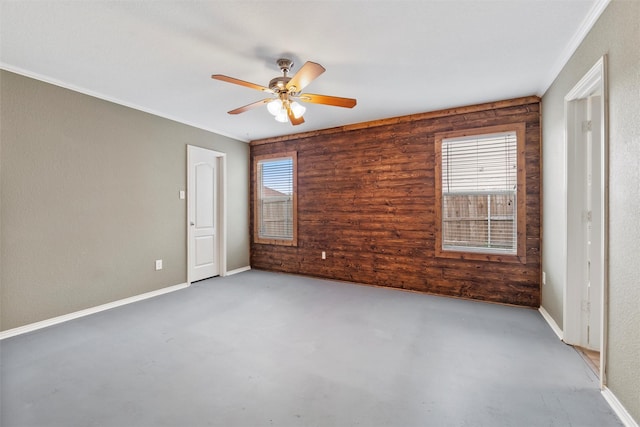 117 Independence Ave, Venus, TX 76084 - empty room with ceiling fan, crown molding, concrete flooring, and baseboards