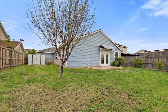 117 Independence Ave, Venus, TX 76084 - rear view of property featuring a shed, an outbuilding, and french doors