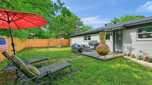 1210 Carla Dr, Denison, TX 75020 - view of yard with an outdoor living space and a patio