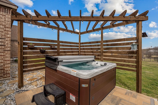 1109 Mount Ln, Rhome, TX 76078 - view of patio with a hot tub