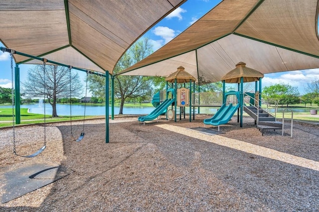 communal playground with a water view