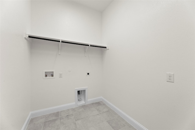 3723 Lochwood Dr, Rowlett, TX 75088 - laundry room with hookup for a gas dryer, electric dryer hookup, hookup for a washing machine, and baseboards