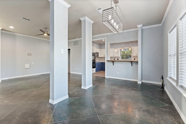 1028 Rs County Road 4261, Emory, TX 75440 - unfurnished living room with ornamental molding, visible vents, and a wealth of natural light