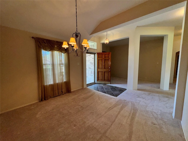 132 Yosemite Ln, Terrell, TX 75160 - carpeted foyer entrance featuring a chandelier and lofted ceiling