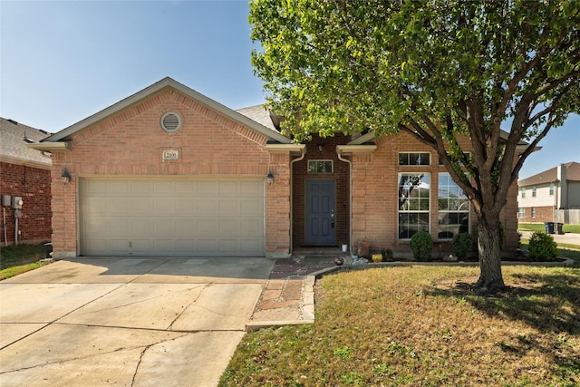 2100 Carlotta Dr, Fort Worth, TX 76177 - view of front of house with brick siding, a garage, driveway, and a front yard