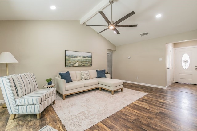 1807 Lachelle Ln, Arlington, TX 76010 - living room featuring ceiling fan, dark wood-style floors, baseboards, and recessed lighting