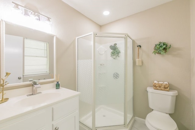1807 Lachelle Ln, Arlington, TX 76010 - full bathroom featuring toilet, a shower stall, and vanity