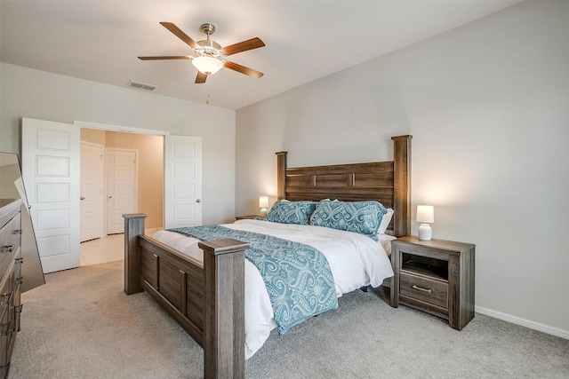 628 Bronze Forest Dr, Fort Worth, TX 76131 - bedroom with light carpet, a ceiling fan, and baseboards