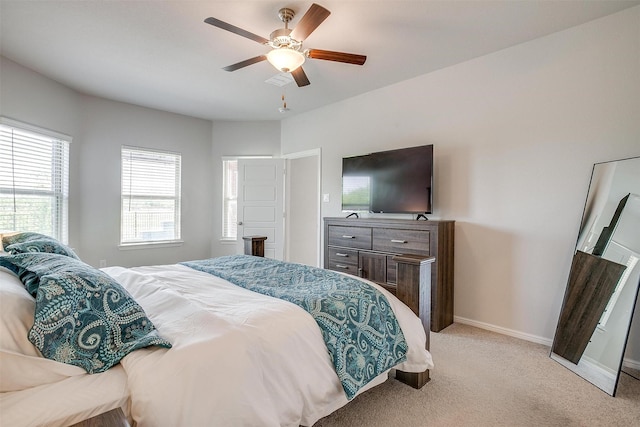 628 Bronze Forest Dr, Fort Worth, TX 76131 - bedroom with light colored carpet, baseboards, and a ceiling fan