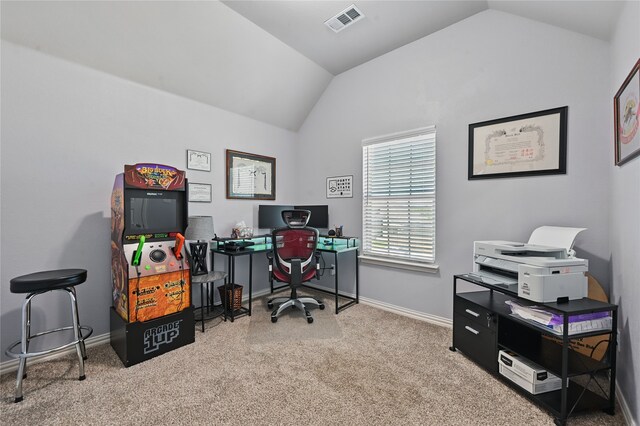 unfurnished room featuring visible vents, carpet floors, and baseboards