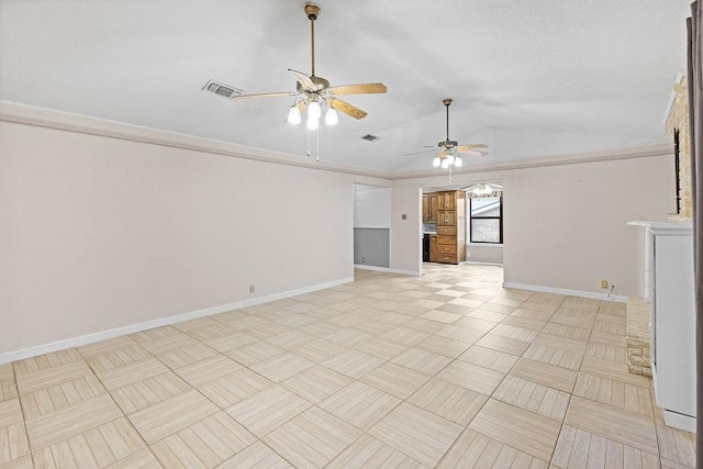 3014 Jennifer Ave, Denison, TX 75020 - spare room with ceiling fan, vaulted ceiling, and baseboards