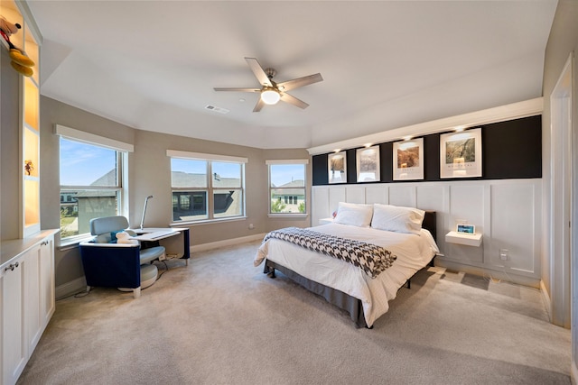 801 Ivy Glen Ct, Prosper, TX 75078 - bedroom featuring baseboards, visible vents, a ceiling fan, and light colored carpet