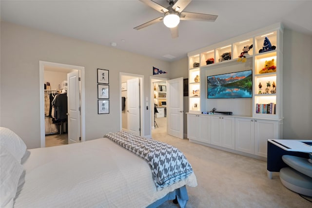 801 Ivy Glen Ct, Prosper, TX 75078 - bedroom featuring light colored carpet, ceiling fan, and a spacious closet