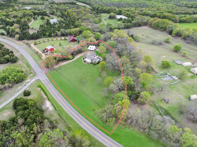 aerial view with a rural view