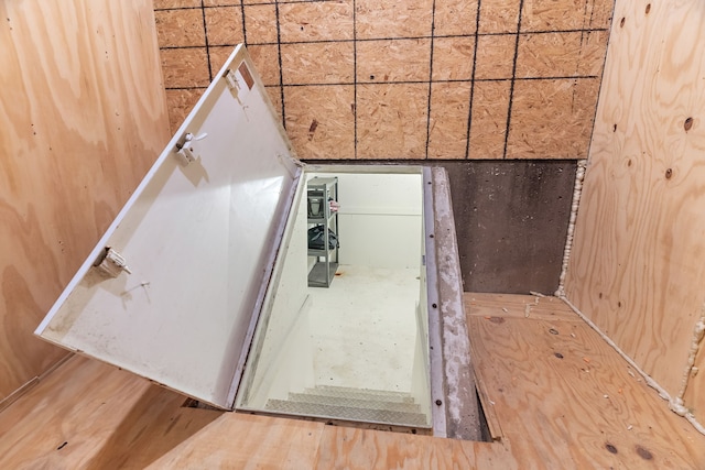 view of entry to storm shelter