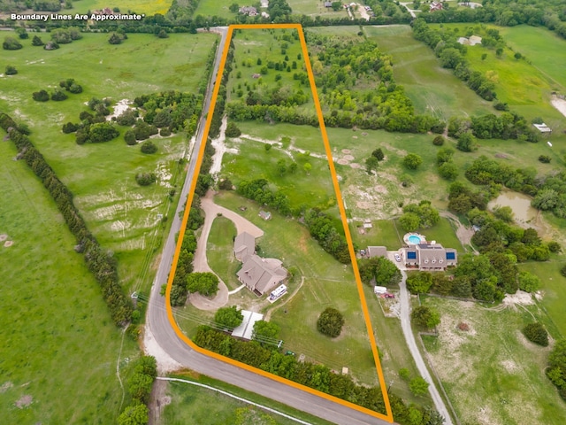 aerial view featuring a rural view