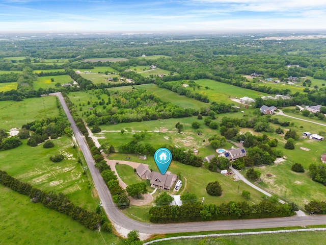 bird's eye view featuring a rural view
