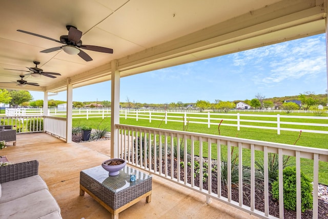 860 Prairie Trl, Argyle, TX 76226 - view of patio / terrace with fence, a porch, and a ceiling fan