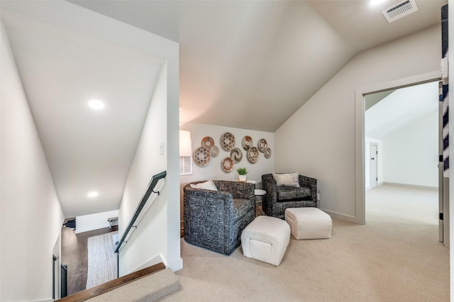 4209 Westmont Ct, Fort Worth, TX 76109 - sitting room with vaulted ceiling, carpet, recessed lighting, and baseboards