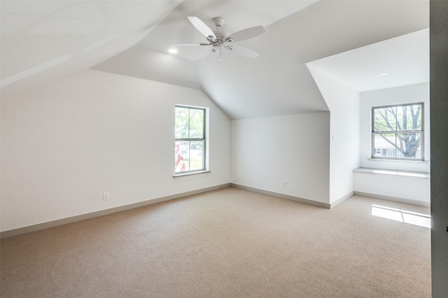 4209 Westmont Ct, Fort Worth, TX 76109 - bonus room featuring light colored carpet, vaulted ceiling, ceiling fan, and baseboards