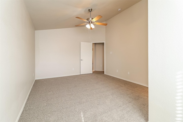 6228 Adonia Dr, Fort Worth, TX 76131 - spare room with high vaulted ceiling, baseboards, a ceiling fan, and carpet floors