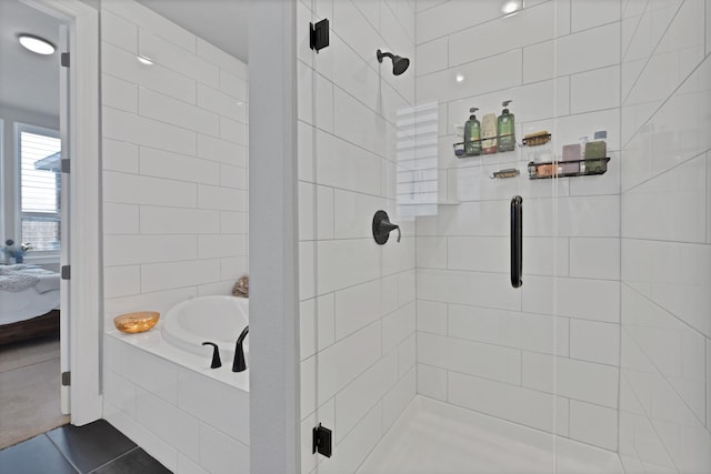 1920 Barnhill Ln, Van Alstyne, TX 75495 - full bathroom with a stall shower, a garden tub, ensuite bath, and tile patterned flooring