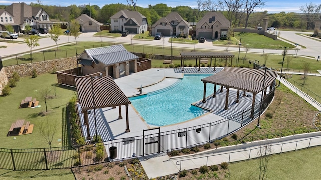 1920 Barnhill Ln, Van Alstyne, TX 75495 - community pool with a residential view and a patio area
