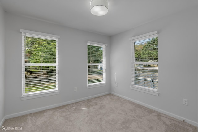 carpeted spare room featuring baseboards and plenty of natural light