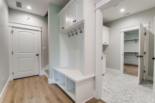 3822 Evergreen Ln, Caddo Mills, TX 75135 - mudroom with light wood-type flooring, baseboards, and recessed lighting