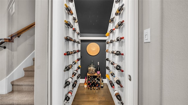 wine area with wood finished floors